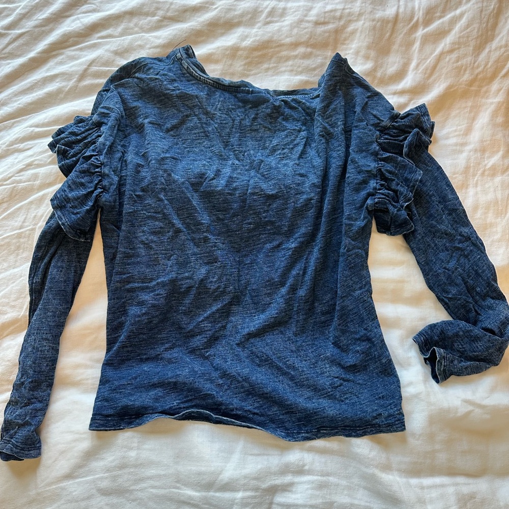 Target | Women's Blue Ruffle Sleeve Top - Picture 3 of 3